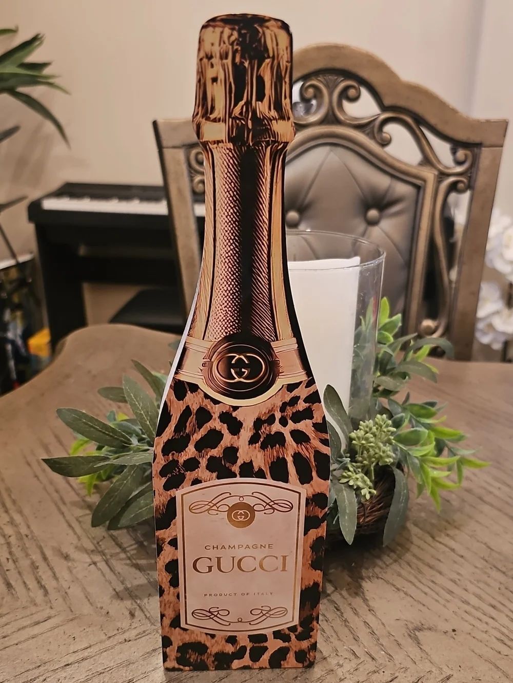 Gucci Champagne Wood Bottle Decor NWOT